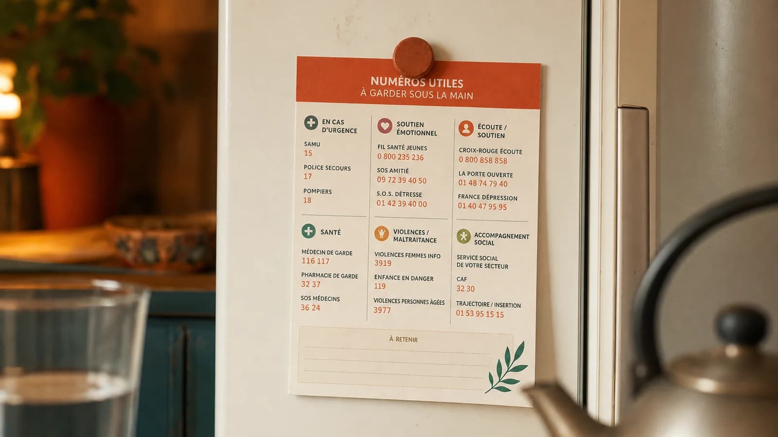 Carte numéros utiles prof - PAS, MGEN, médecin de prévention, RH - couverture