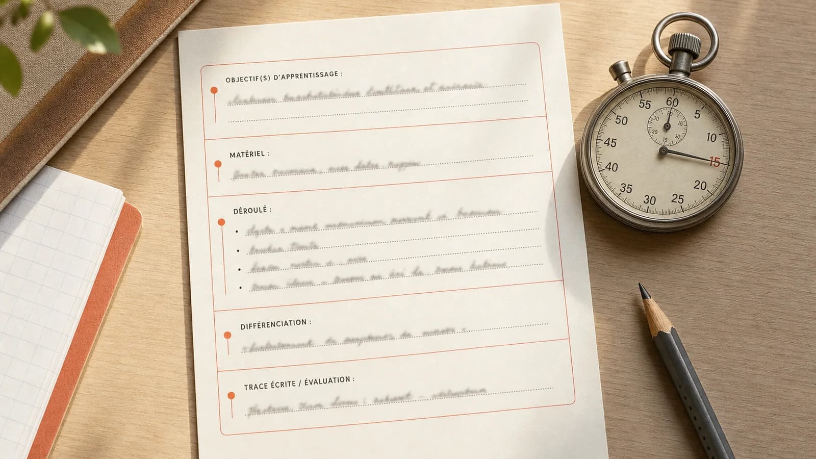 Trame fiche de préparation en 15 minutes - méthode du squelette - couverture