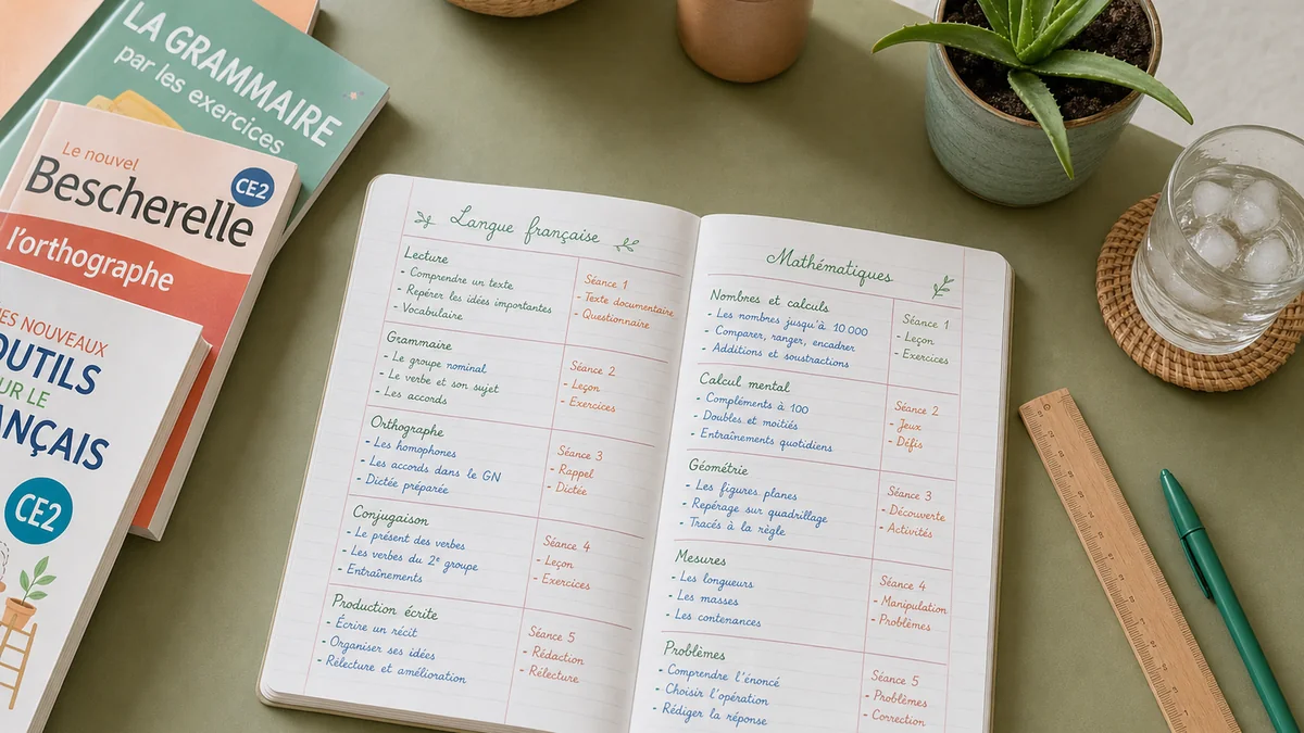 Couverture : Programmation annuelle CE2 : français + maths posés