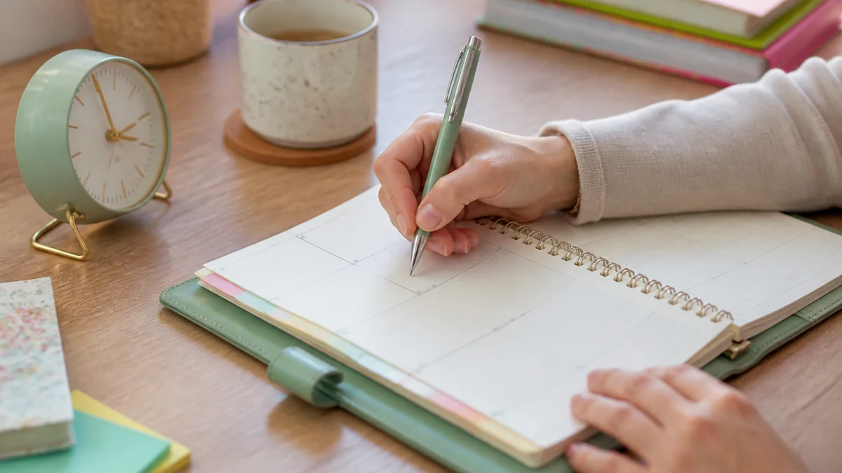 Enseignant qui note ses heures de réunion sur un agenda pour suivre ses 108 heures